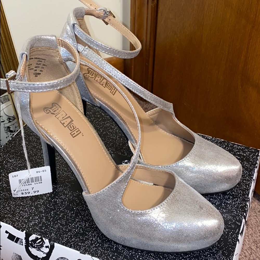 Silver Sparkly Brash Heels